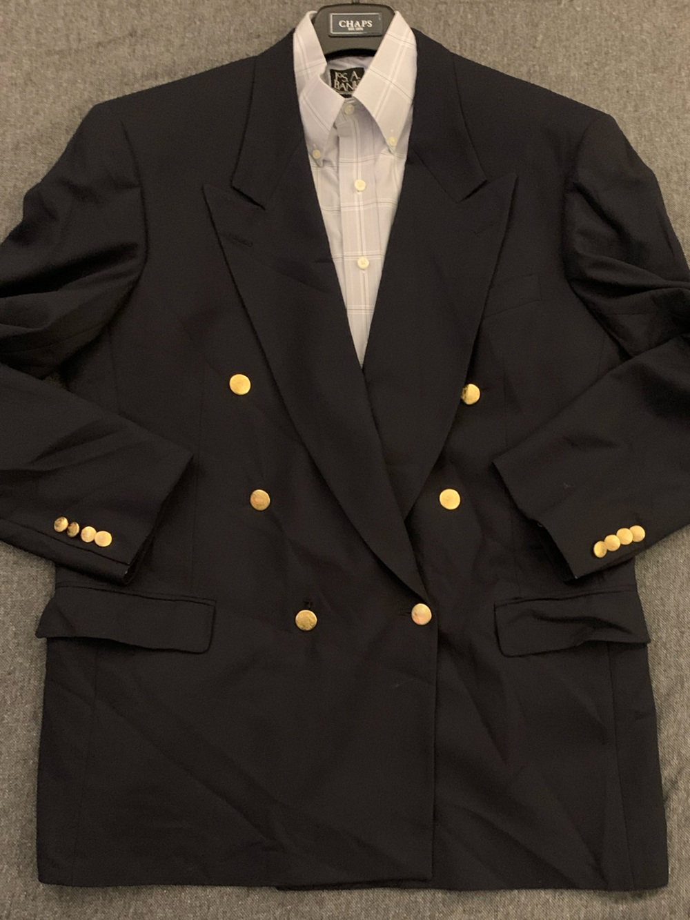 HART SCHAFFNER & MARX All Wool Double Breasted Navy Blue Blazer
